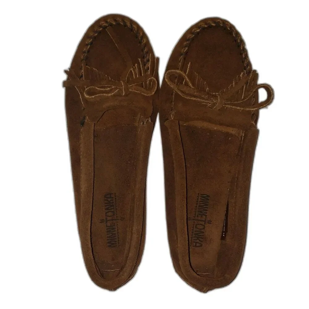 MINNETONKA Brown Suede Moccasins Loafers Shoes Girls Size 7.5